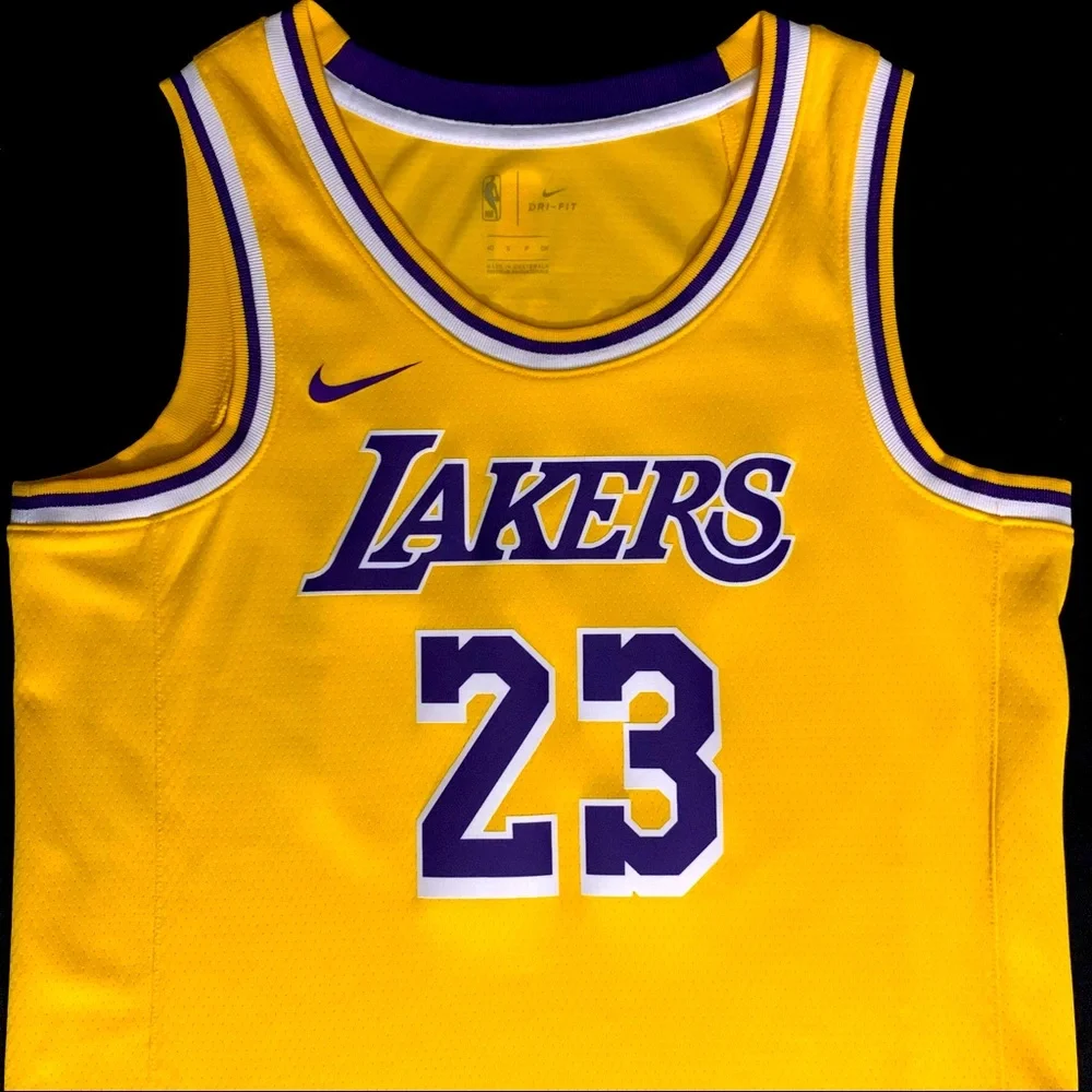 SOLD Nike LeBron James Los Angeles Lakers #23 Gold / Yellow Icon Swingman Jersey - Picture 4 of 7